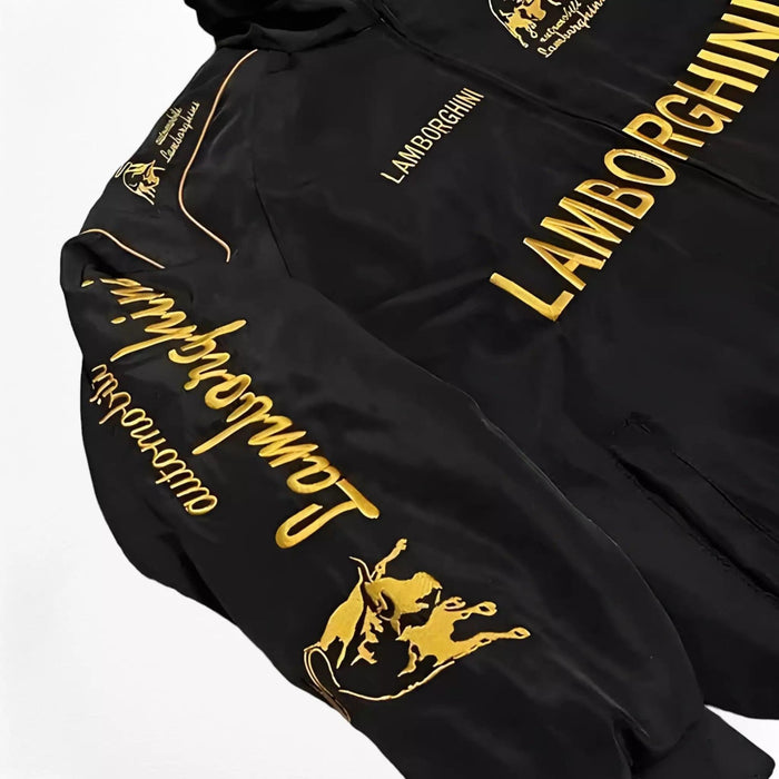 Vintage 80s Racing Jacket: Embroidered Leather F1 Bomber