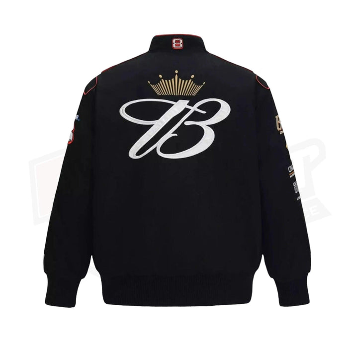 Vintage 80s Racing Jacket: Embroidered Leather F1 Bomber