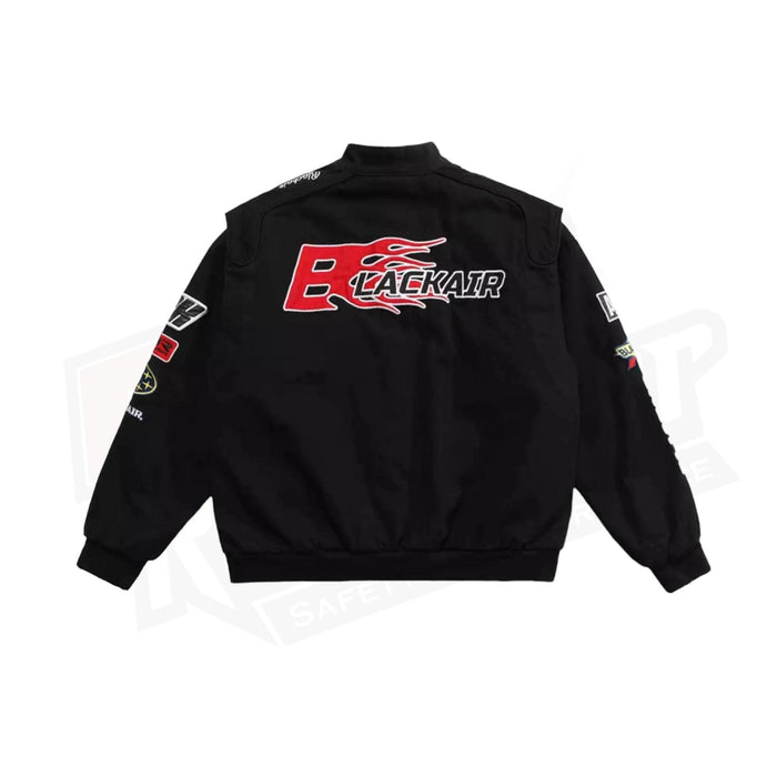 Vintage 80s Racing Jacket: Embroidered Leather F1 Bomber
