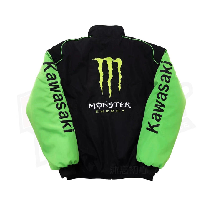 Vintage 80s Racing Jacket: Embroidered Leather F1 Bomber