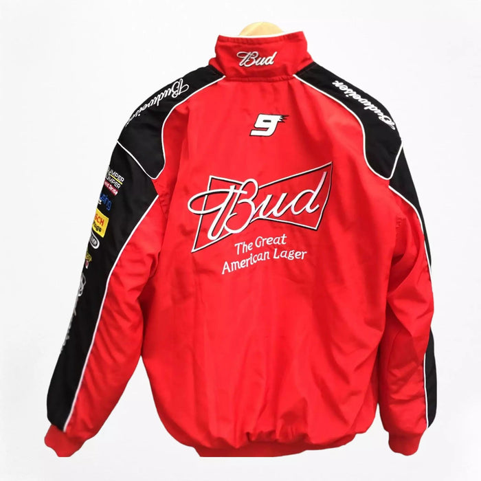 Vintage 80s Racing Jacket: Embroidered Leather F1 Bomber