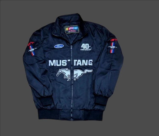 Vintage 80s Racing Jacket: Embroidered Leather F1 Bomber