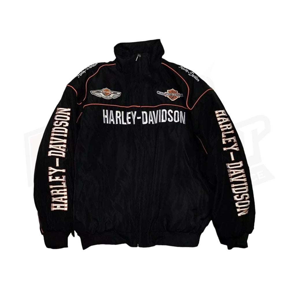 Vintage 80s Racing Jacket: Embroidered Leather F1 Bomber