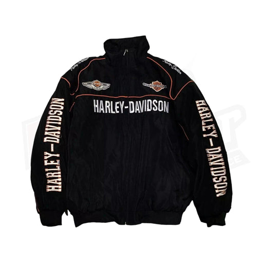 Vintage 80s Racing Jacket: Embroidered Leather F1 Bomber