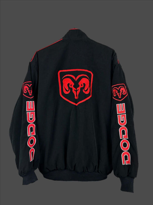 Vintage 80s Racing Jacket: Embroidered Leather F1 Bomber