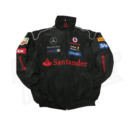 Vintage 80s Racing Jacket: Embroidered Leather F1 Bomber