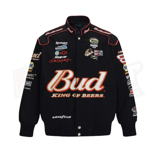 Vintage 80s Racing Jacket: Embroidered Leather F1 Bomber