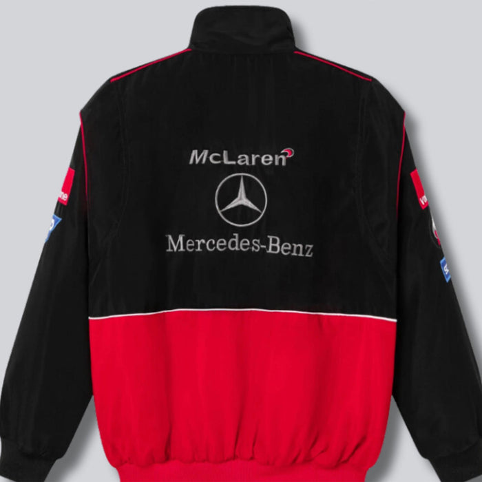 Vintage 80s Racing Jacket: Embroidered Leather F1 Bomber