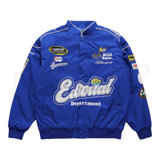 Vintage 80s Racing Jacket: Embroidered Leather F1 Bomber