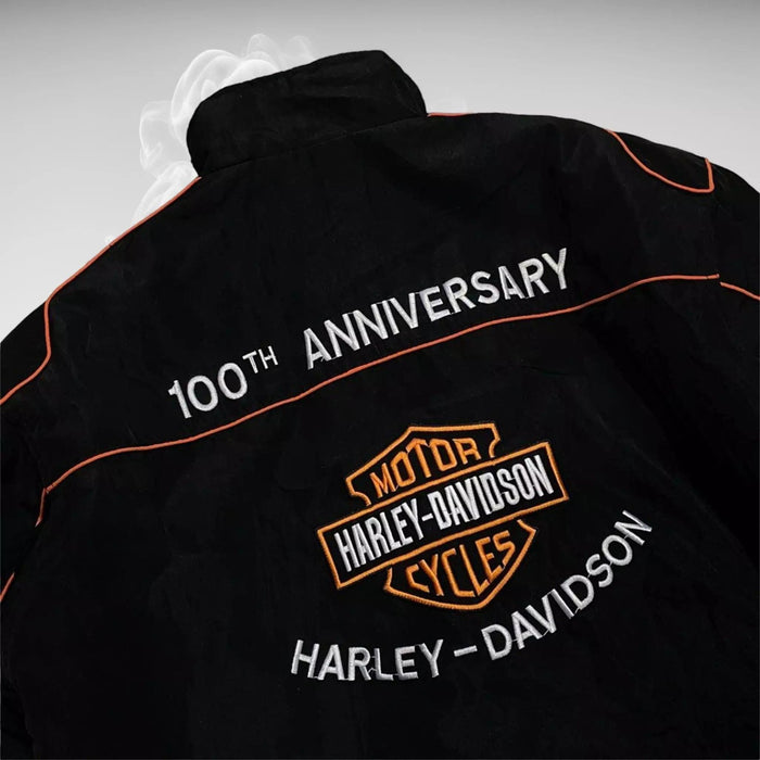 Vintage 80s Racing Jacket: Embroidered Leather F1 Bomber