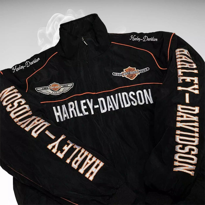 Vintage 80s Racing Jacket: Embroidered Leather F1 Bomber