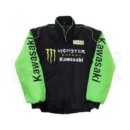 Vintage 80s Racing Jacket: Embroidered Leather F1 Bomber