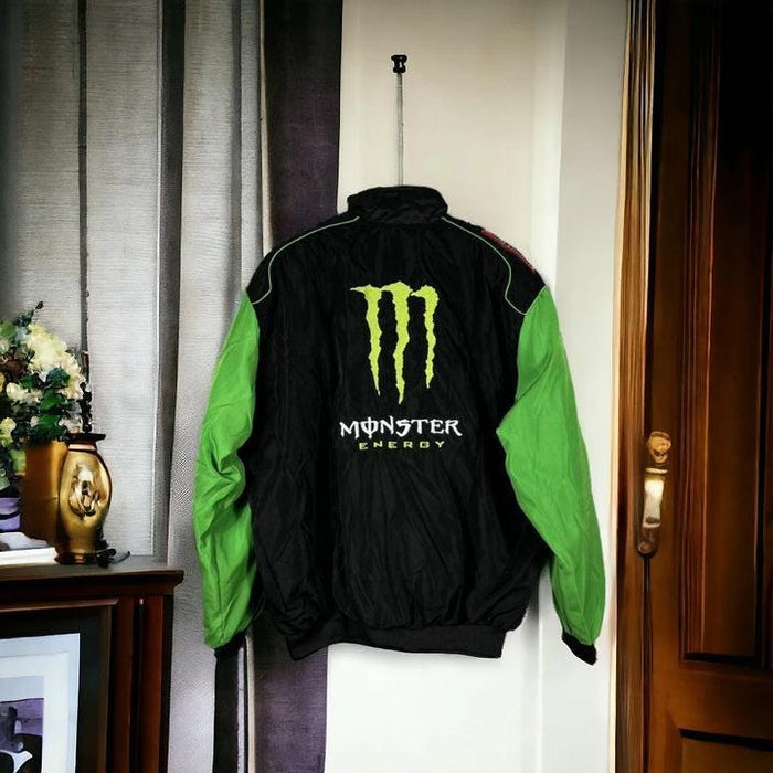 Vintage 80s Racing Jacket: Embroidered Leather F1 Bomber