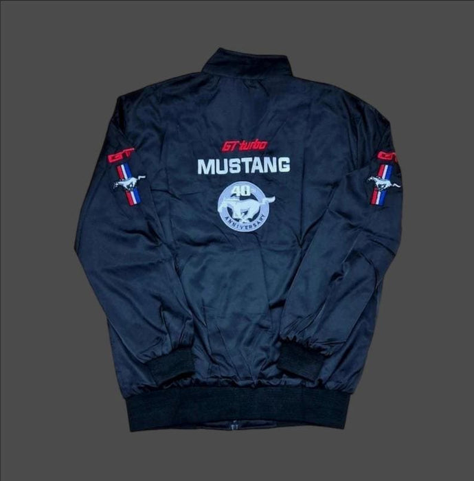 Vintage 80s Racing Jacket: Embroidered Leather F1 Bomber