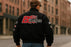 Vintage 80s Racing Jacket: Embroidered Leather F1 Bomber