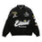 Vintage 80s Racing Jacket: Embroidered Leather F1 Bomber