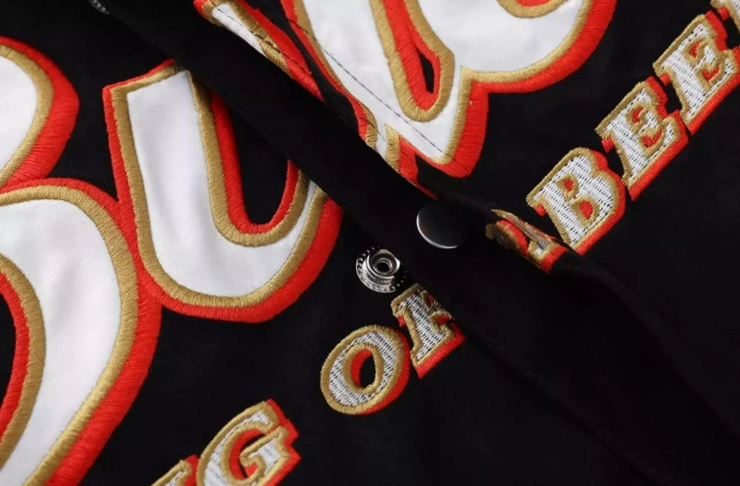 Vintage 80s Racing Jacket: Embroidered Leather F1 Bomber