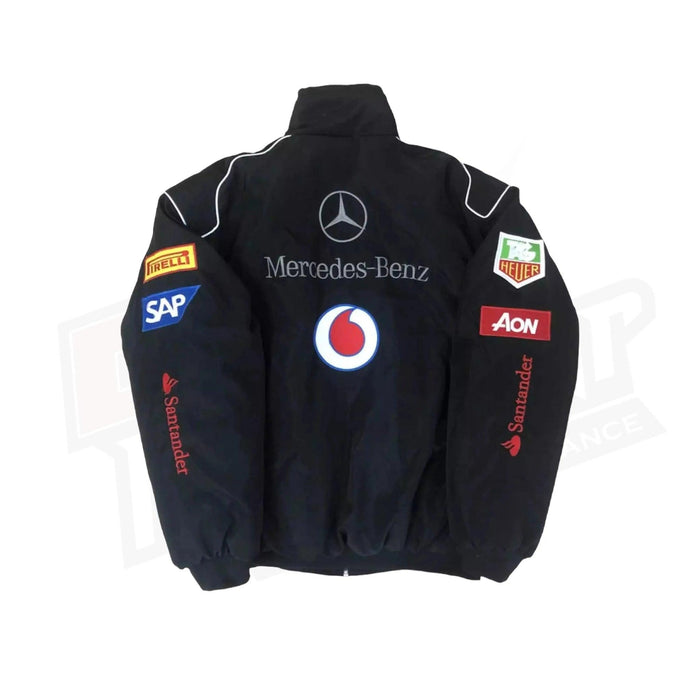 Vintage 80s Racing Jacket: Embroidered Leather F1 Bomber