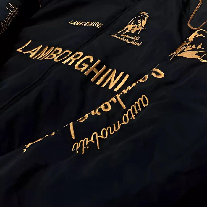 Vintage 80s Racing Jacket: Embroidered Leather F1 Bomber