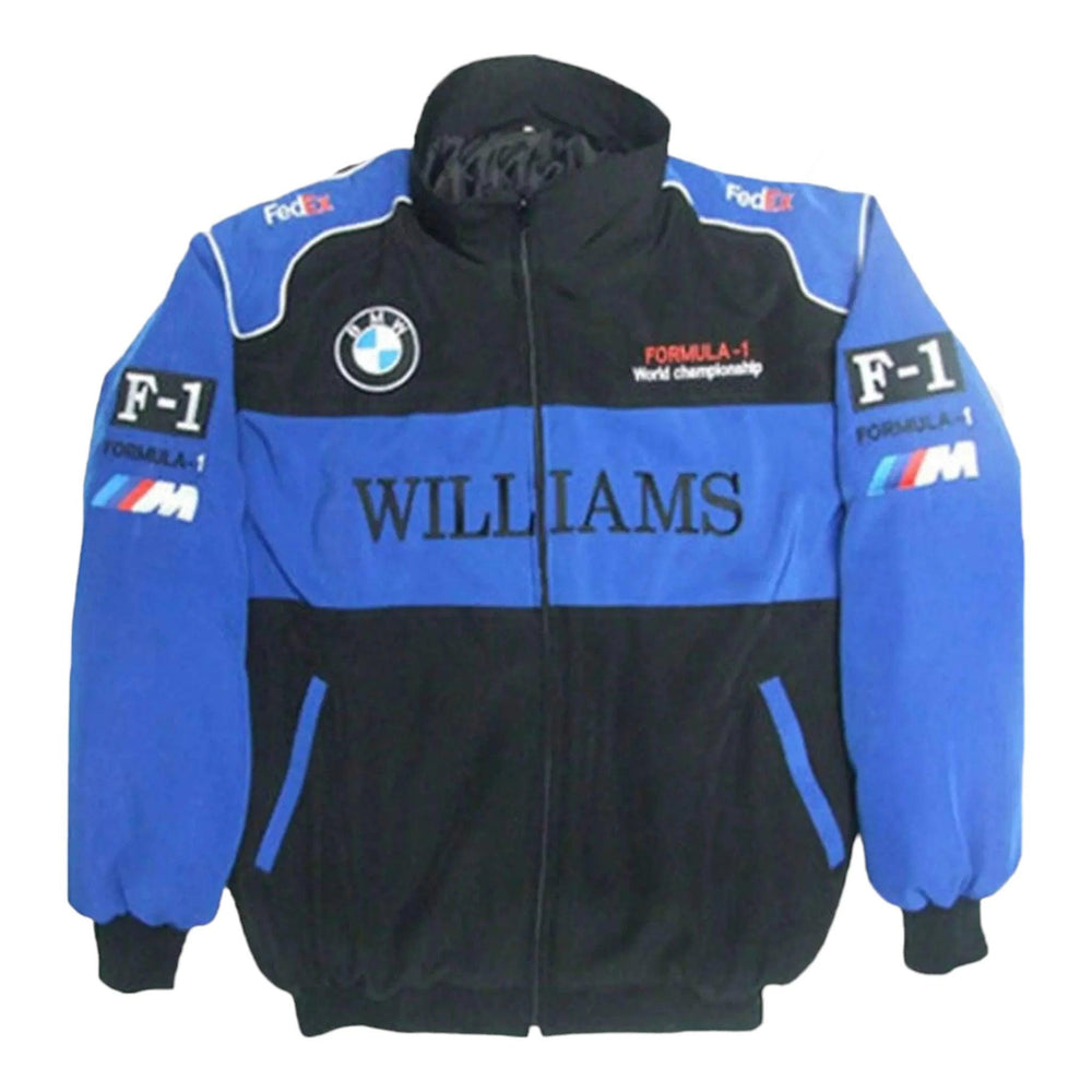 Vintage 80s Racing Jacket: Embroidered Leather F1 Bomber