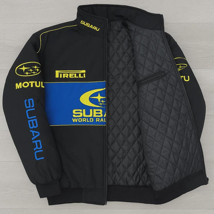 Vintage 80s Racing Jacket: Embroidered Leather F1 Bomber